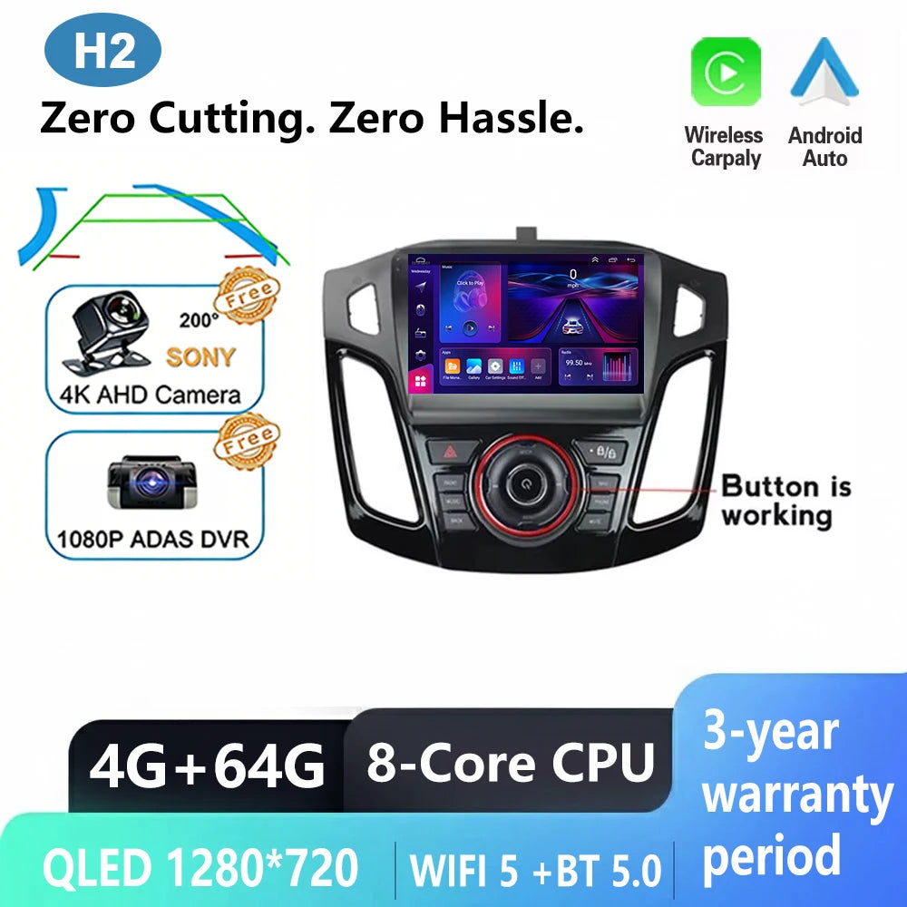 Android Multimedia Head Unit for Ford Focus 3 MK3 (2011–2019) — CarPlay, Android Auto, GPS, WiFi