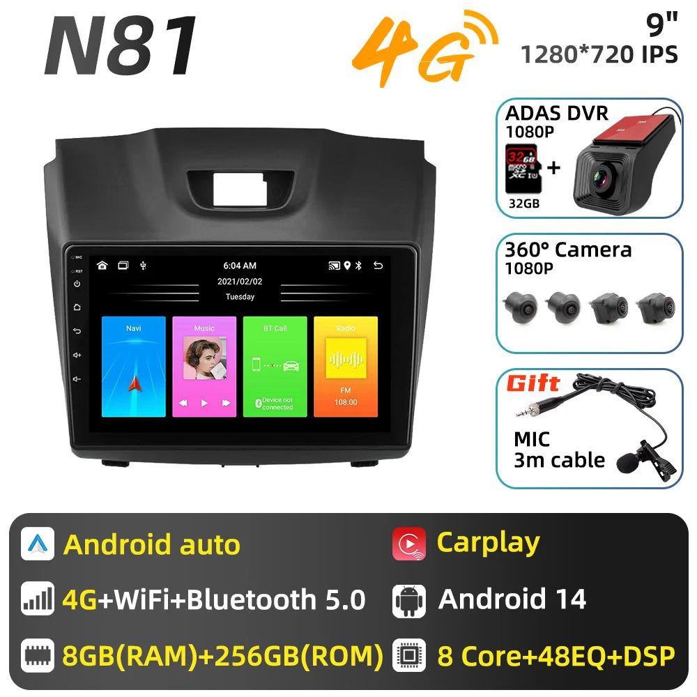 Car Multimedia For Chevrolet S10 Isuzu DMAX D-Max 2014 - 2018 Android Car Radio Player Carplay Auto GPS Navigation Stereo 2 Din
