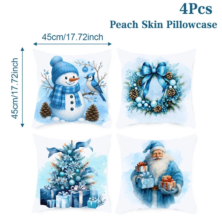 4pcs Merry Christmas Cushion Cover Home Decorations 2026 Christmas Ornament Pillow Case Xmas Navidad Gifts New Year Gifts 2026