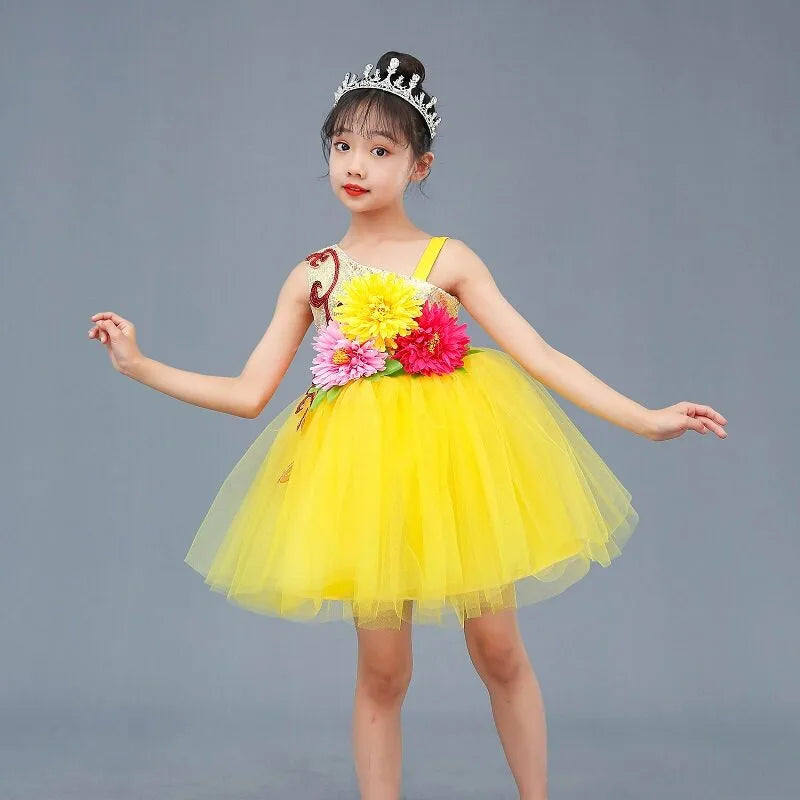 Girls multicolor modern dance dress