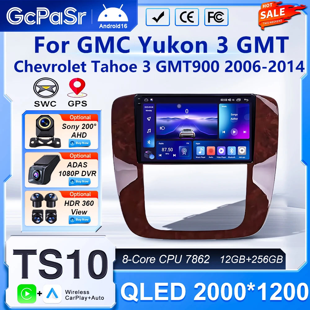 Android 16 For GMC Yukon 3 GMT 900 2006-2014 For Chevrolet Tahoe 3 GMT900 2006-2014 Silverado 2 GMT901 2007-2013 Radio Car GPS