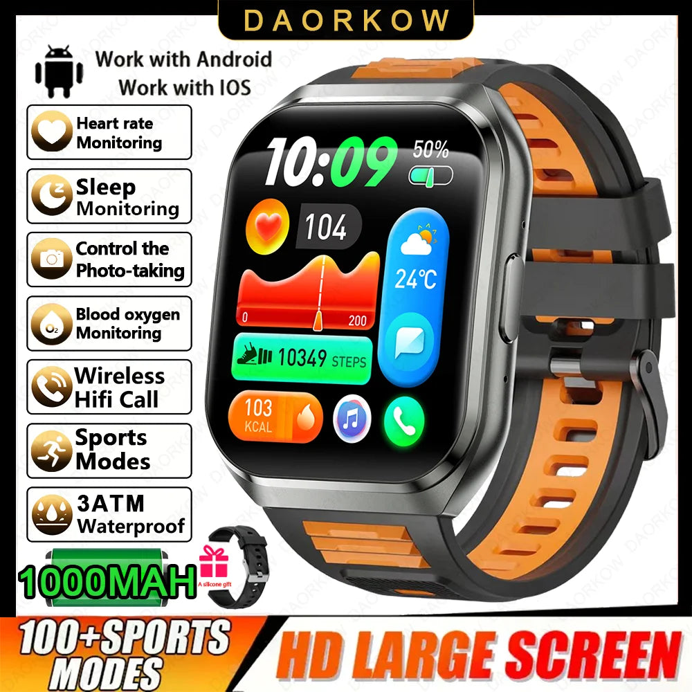 Men's Smart Watch — 1000mAh Long Standby, IP68, BT Calling