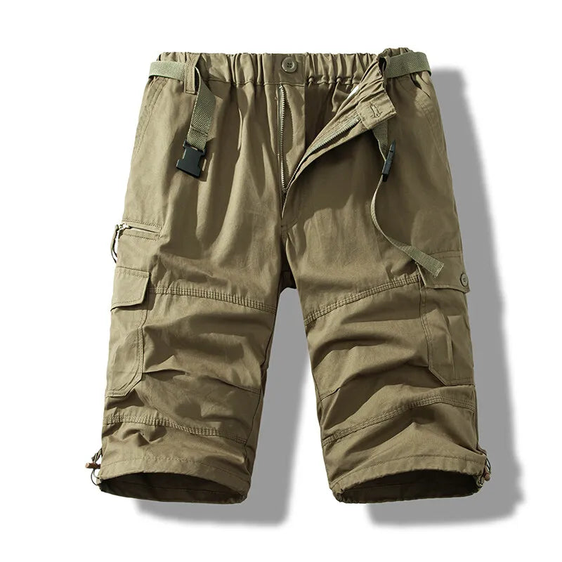 Men's Cotton Knee-Length Work Shorts — Loose Straight Casual Shorts