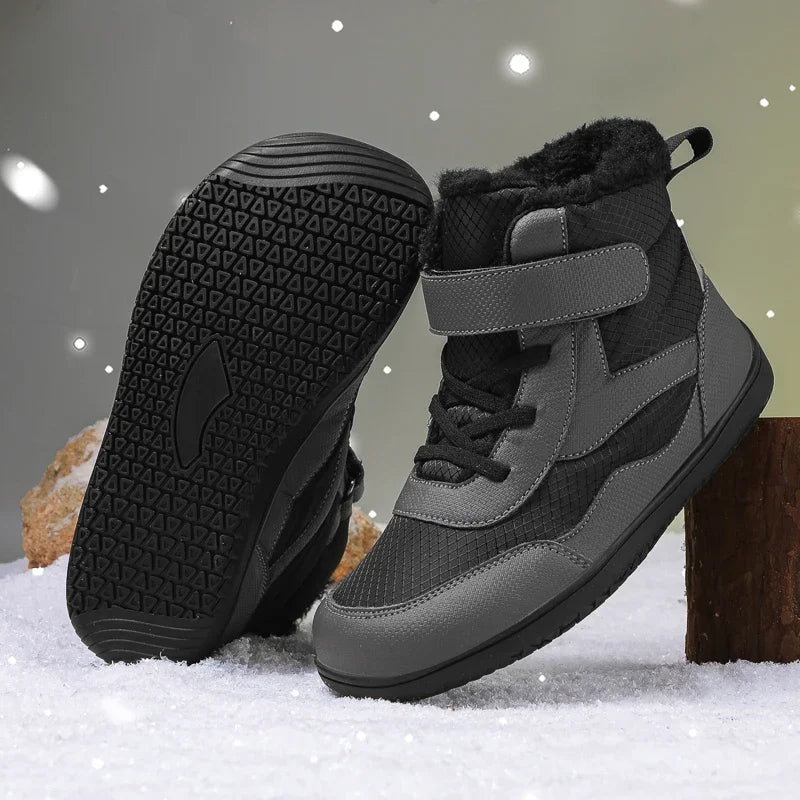 Kids Wide Toe Snow Boots - Fur Lined Barefoot-Style Winter Shoes