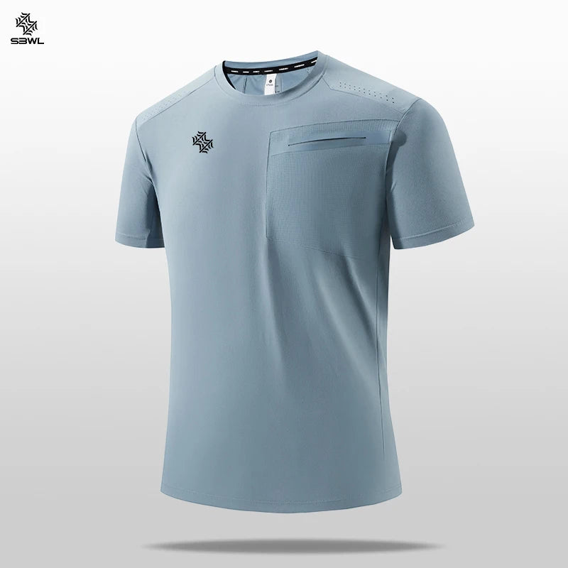 SBWL 2025 Summer men's new outdoor running fitness quick dry sports T-shirt high quality light casual short sleeve Gym Tops Tees