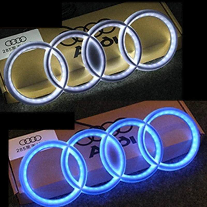 for Audi 273/285mm Dynamic Car Front Grille Emblem Streamer Badge Light A7 A3 A4 A6 Q3 Q5 Q7 Q8 Logo Car sticker