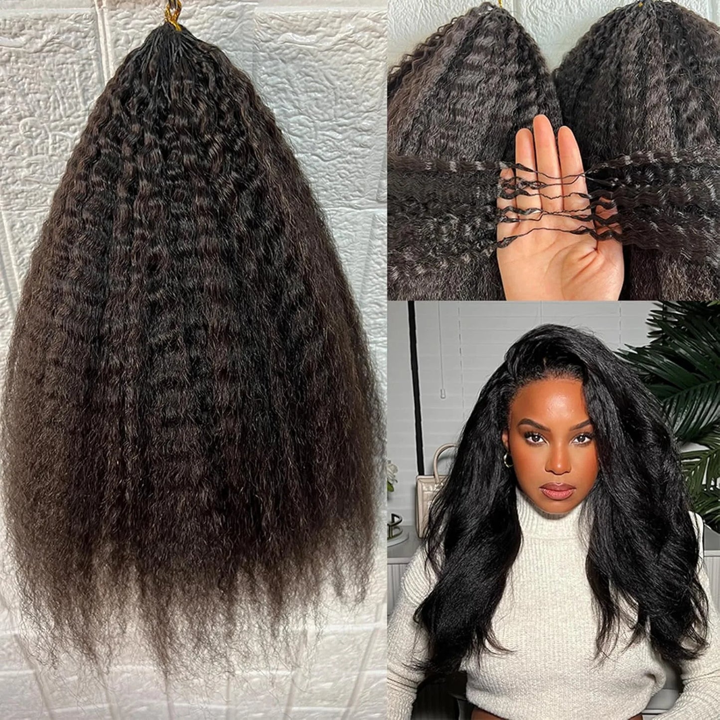 Coily Straight Feather Crochet 100% Human Hair Extension Pre Separated Knotless Crochet Hair Bundles For Reusable Boho Braids