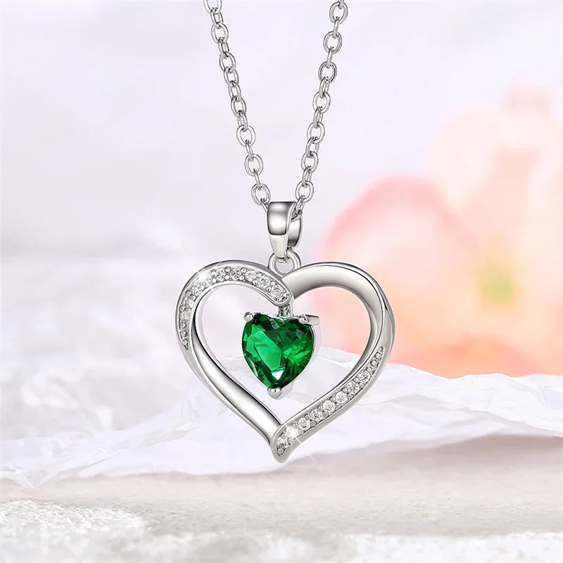 Heart Pendant Necklace for Women – Rhinestone Hollow Design, Mood Tracker, Mother's Day & Best Friend Gift