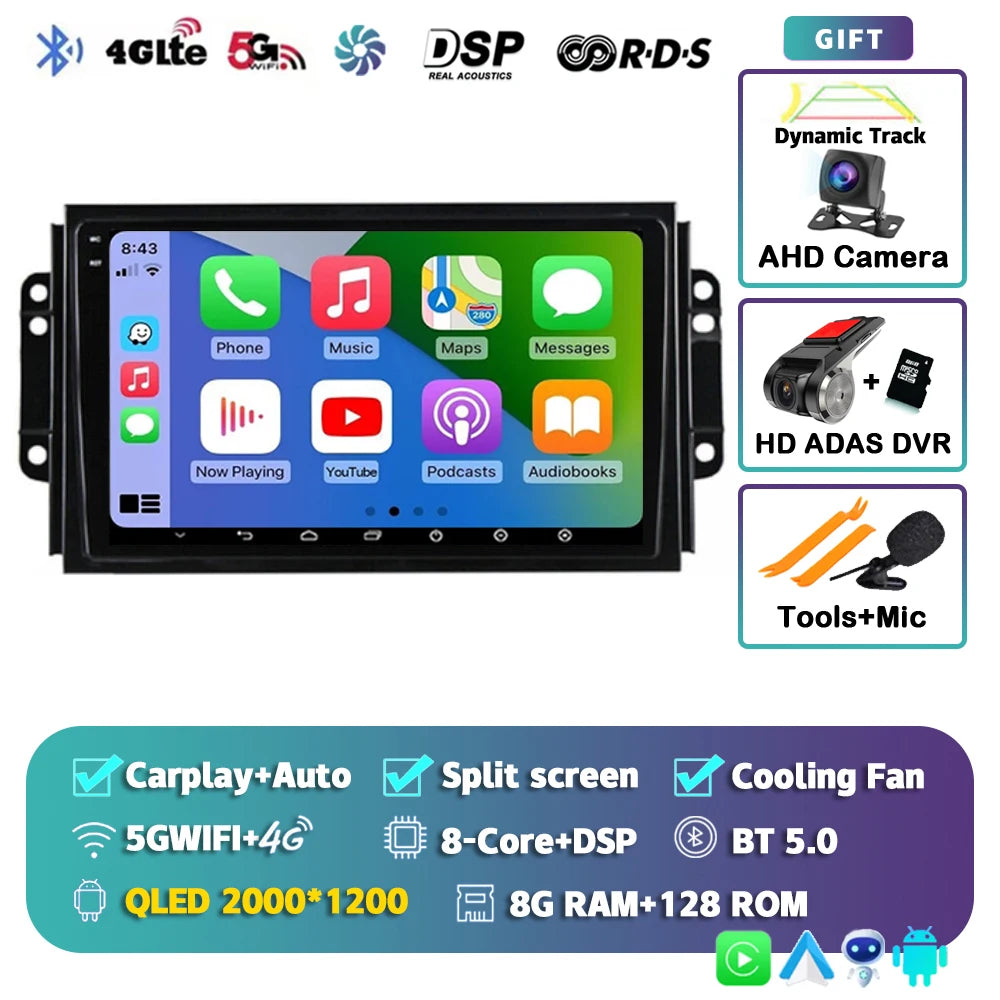 Car Stereo with Apple CarPlay & Android Auto, Compatible with Chery Tiggo 3 3X & Tiggo 2 (2016-2020)