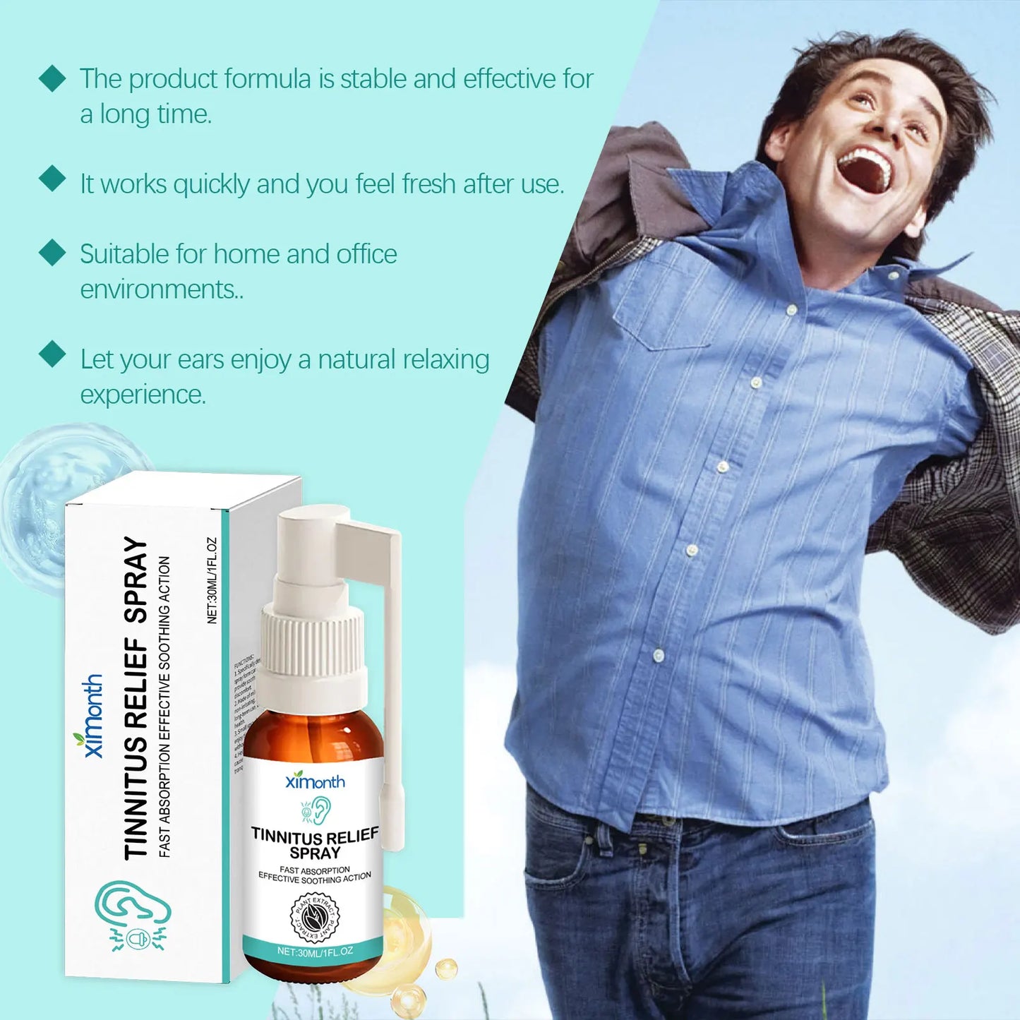 Tinnitus Relief Spray Improve Ear Ringing Discomfort Soothing Ear Itching Hearing Improvement Earwax Cleaner Anti Tinnitus Spray