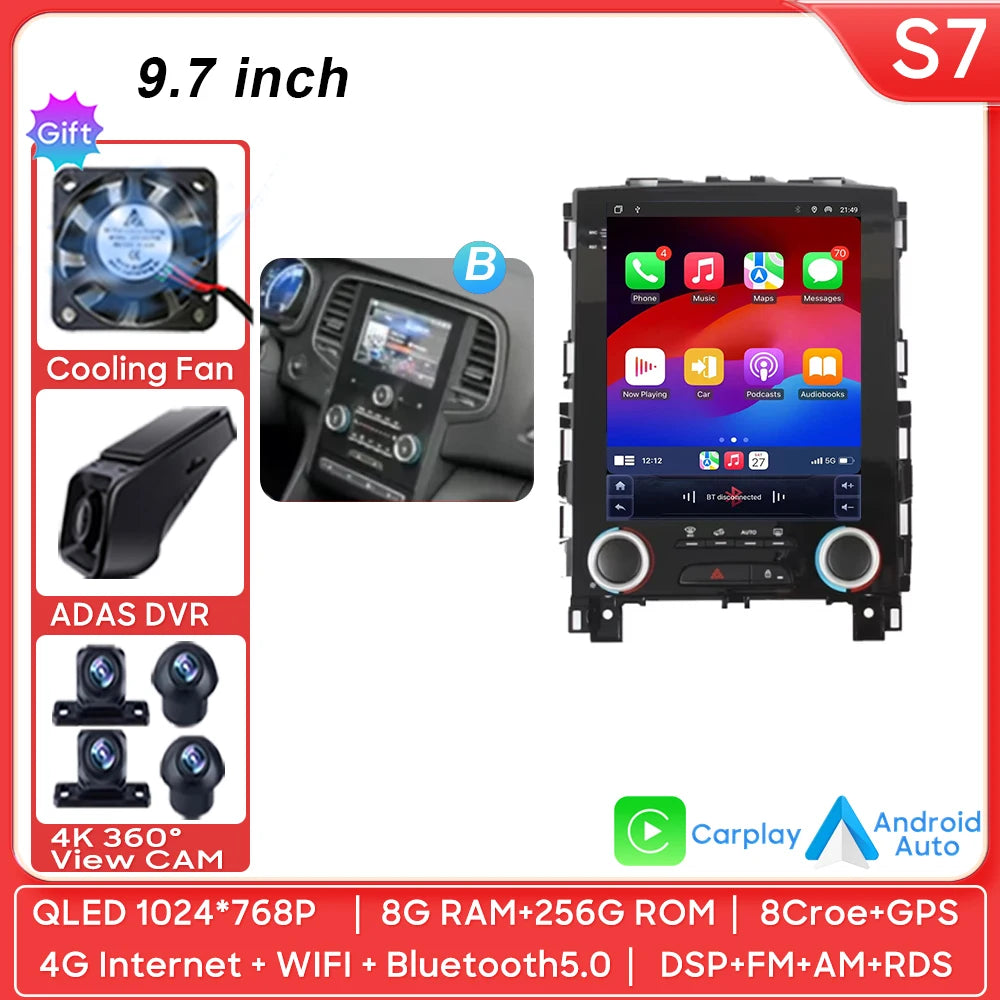 Car Stereo with Apple CarPlay & Android Auto, Compatible with Renault Koleos, Megane 4 & Talisman