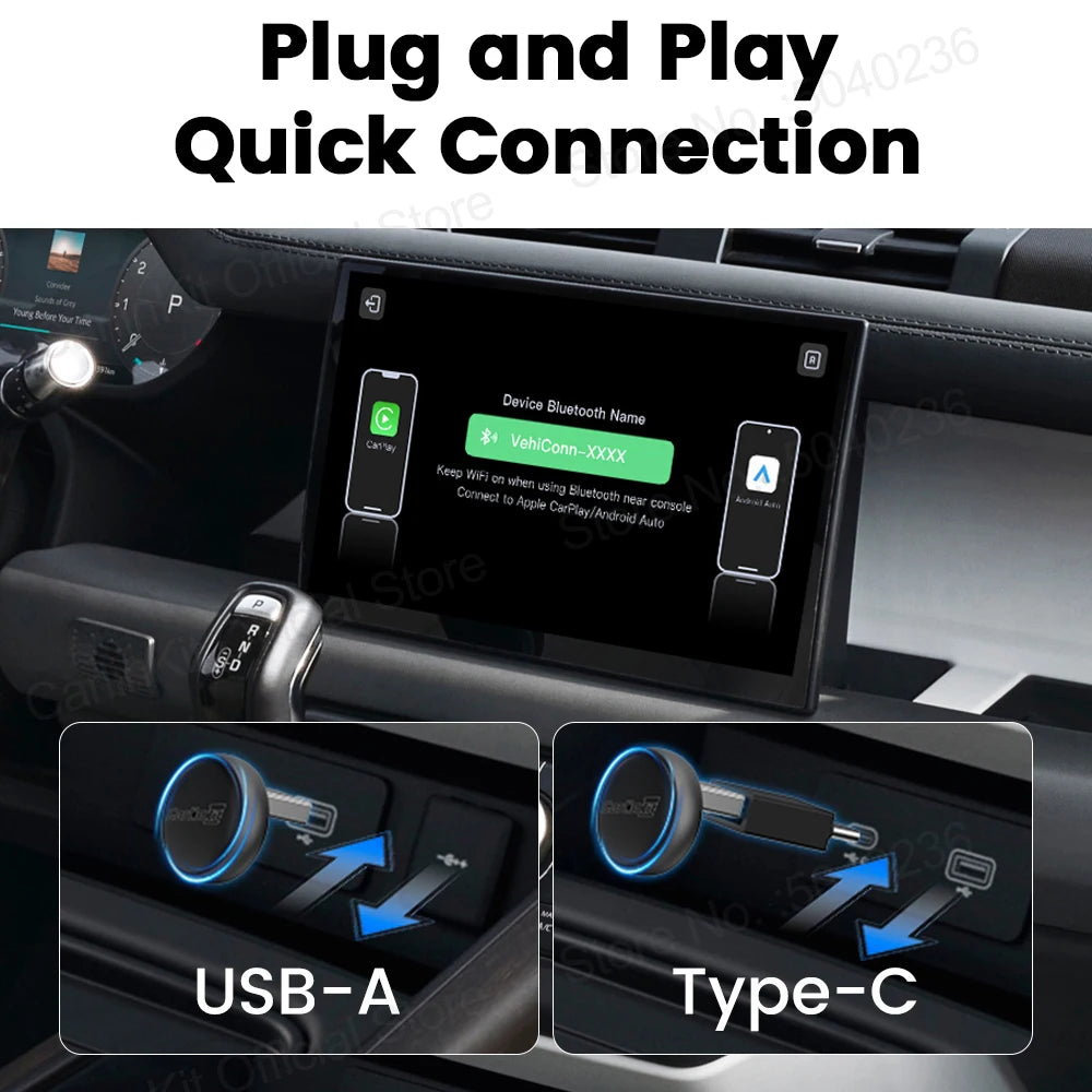CarlinKit 5.0 Mini Ultra3 Wireless Android Auto CarPlay 2-In-1 Wireless Adapter WIFI BLE Auto Connect Smart Mini Box For OEM Car