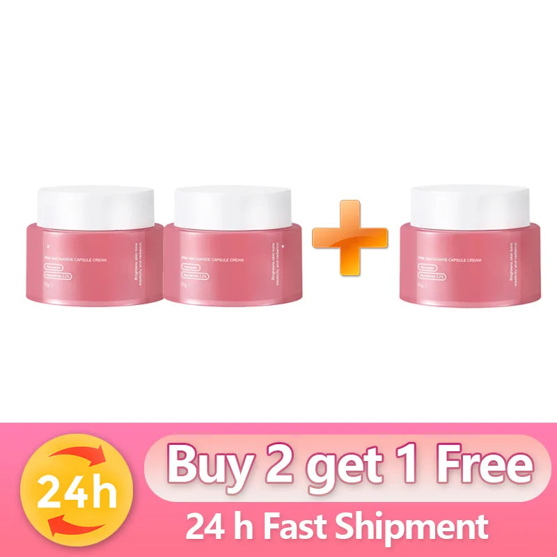 Korean Pink Collagen PDRN Capsule Cream – Niacinamide Face Moisturizer for Even Skin Tone | Lightweight Non-Greasy