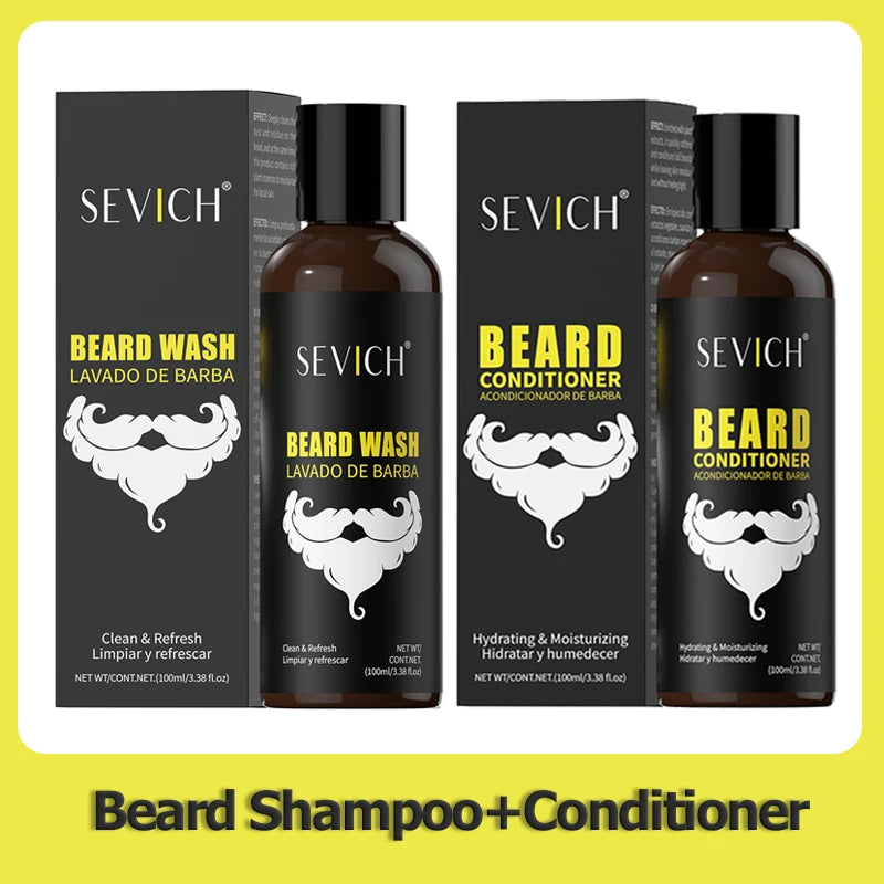 Beard Growth Shampoo Natural Beard Care Set for Men Beard Hair Enhancer Styling Moisturizing Beard Conditioner Beard Care Kit