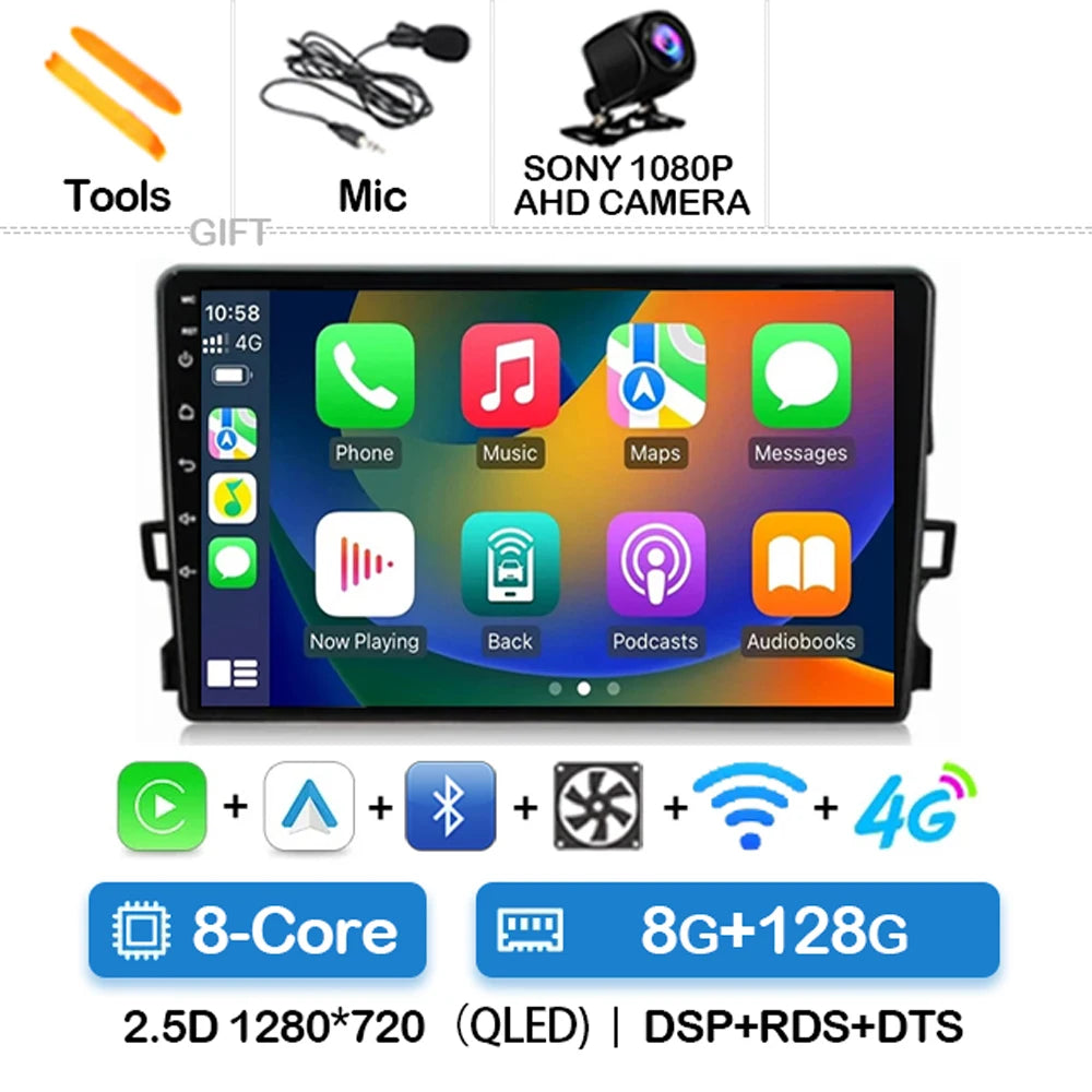 Android Car Stereo for Toyota Auris E150 (2006–2012) — Wireless CarPlay, Android Auto, GPS, WiFi