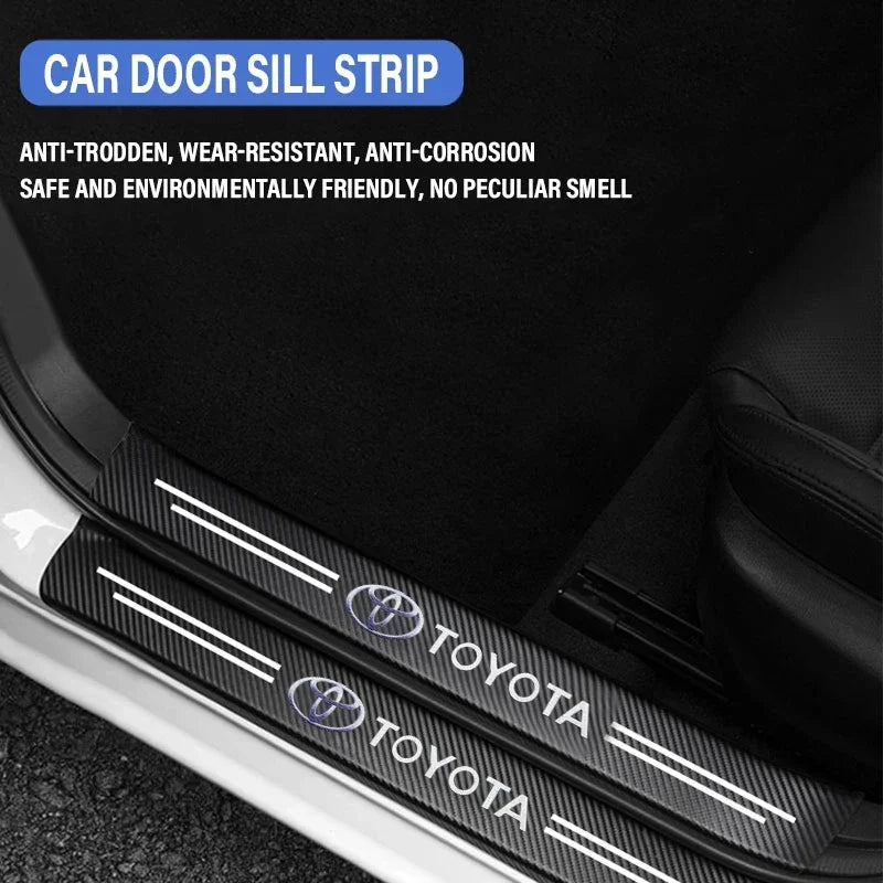Carbon Fiber Car Door Sill Protector Threshold Stickers For Toyota Corolla Yaris Rav4 Camry Avensis Auris C-hr Prius Vios AYGO