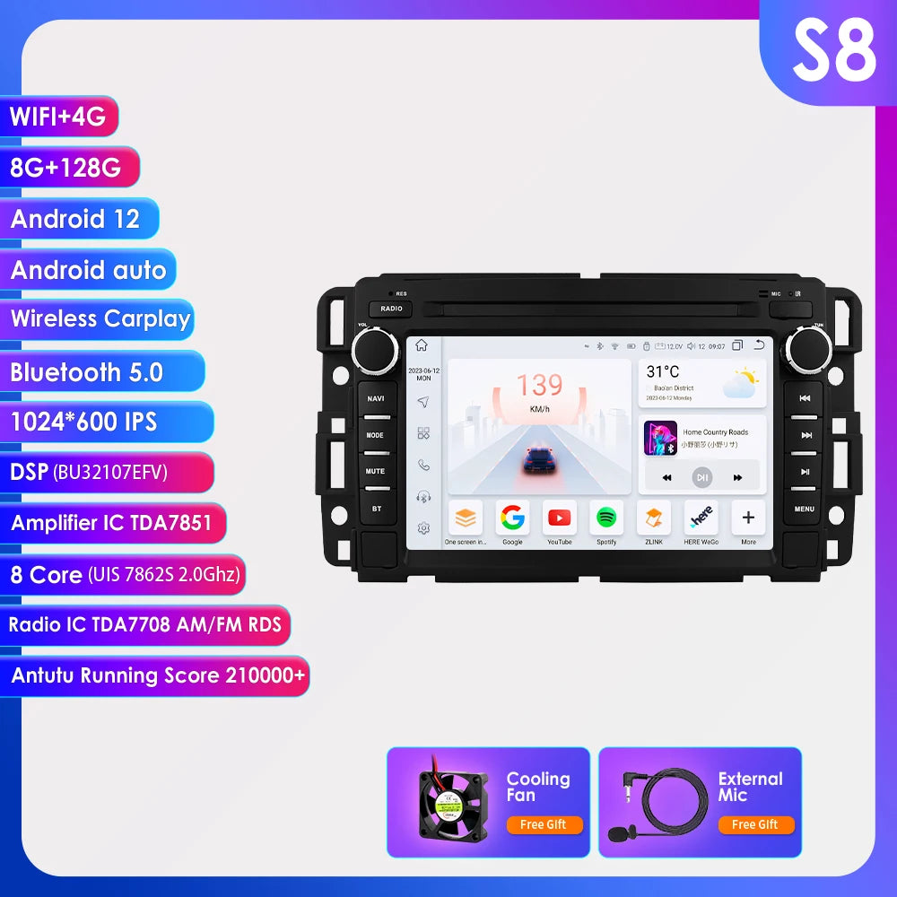 7" Android Car Stereo with GPS & Bluetooth — Chevrolet Silverado, Impala, Traverse & GMC Sierra