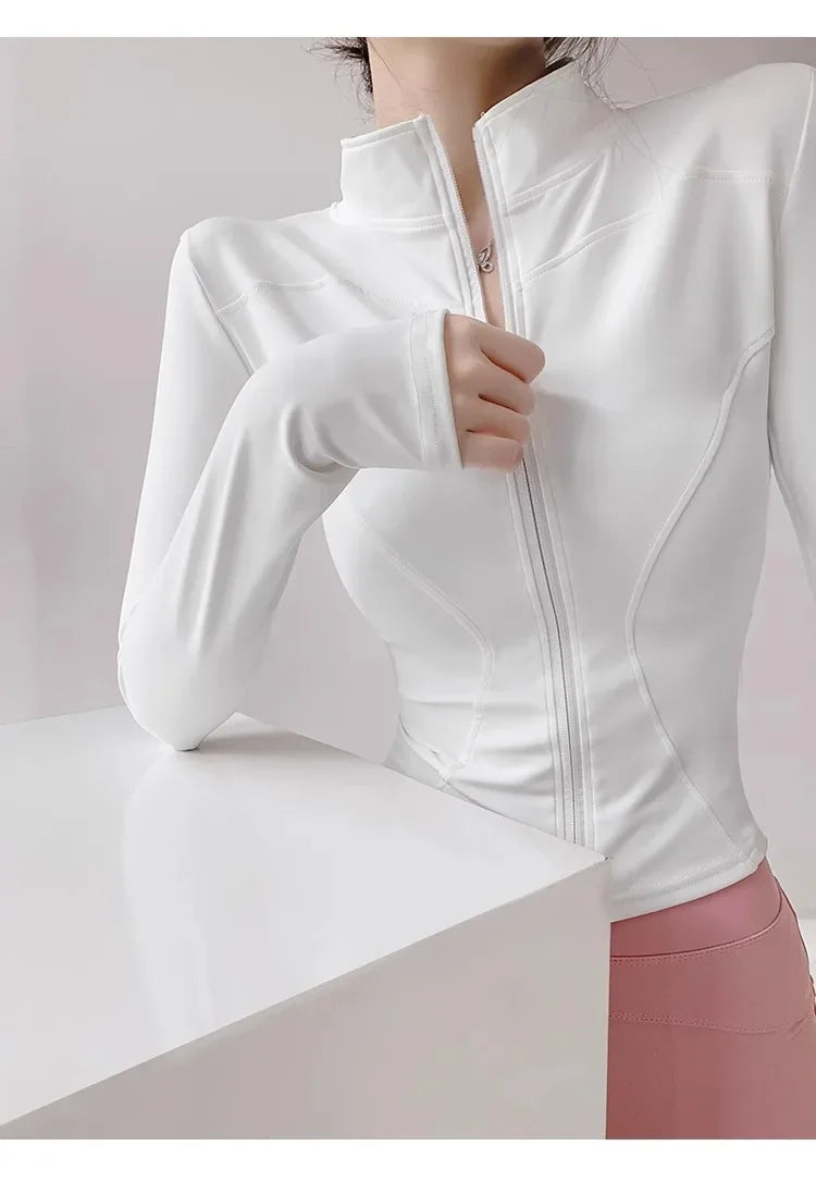 Women's Quick-Dry Yoga Jacket, Slim Zip-Up