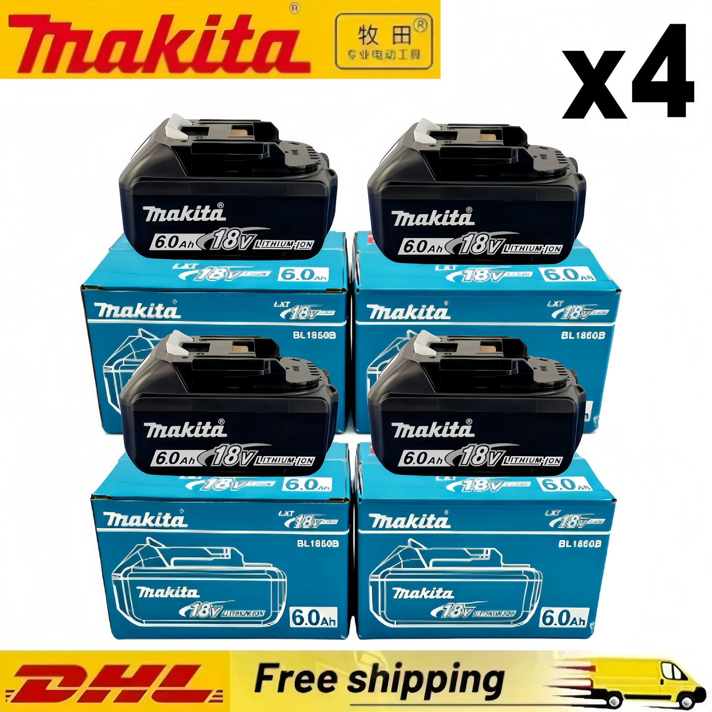 Original Makita 6Ah for Makita 18V Battery BL1830B BL1850B BL1850 BL1840 BL1860 BL1815 Replacement Lithium Battery