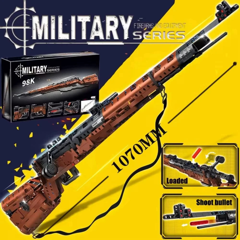 City Technical Police Military Toy Gun Sniper Rifle Building Blocks 98K Assault Rifle Assembly Brick Toy for Kids Christmas Gift