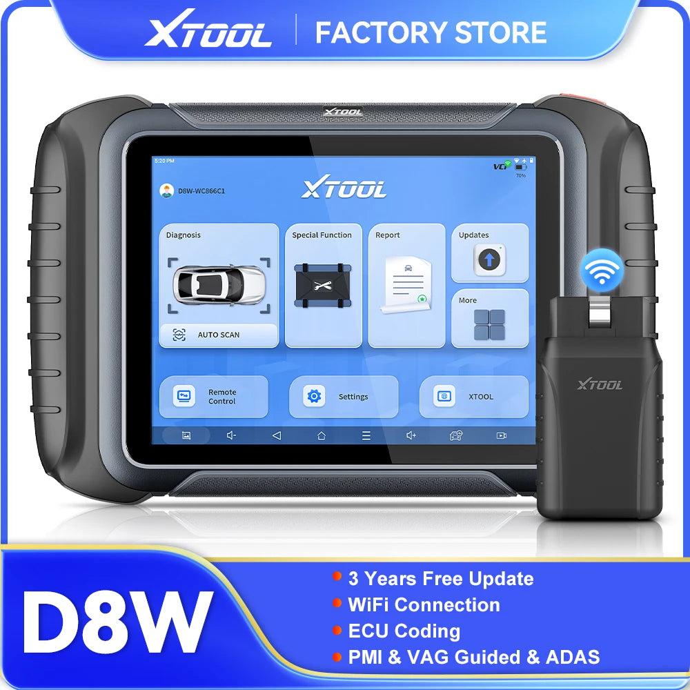 XTOOL D8W Bluetooth Diagnostic Tool Automotive Scanner ECU Coding Key Programming Topology Map 42+ Reset Service CANFD DOIP