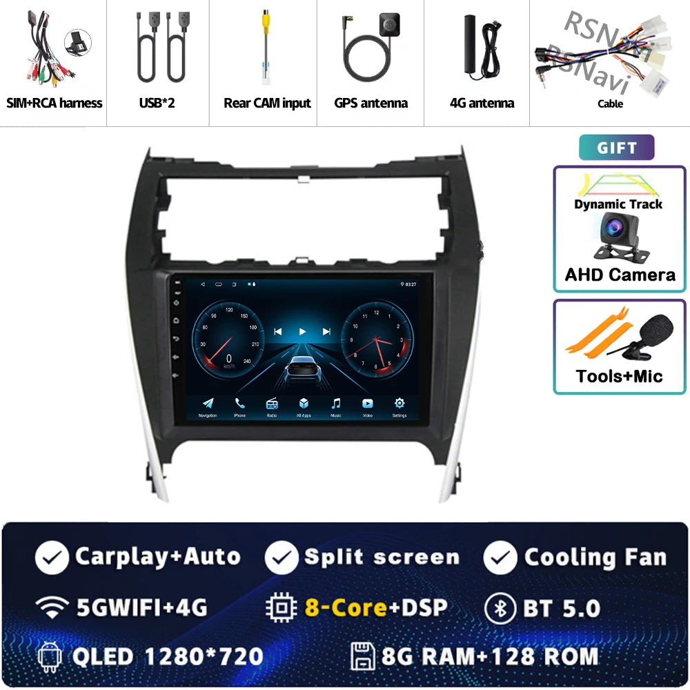 Android 16 For Toyota Camry US 2012 - 2014 2K QLED Android Car Radio Multimedia Video Player GPS Stereo CarPlay 4G Head Unit