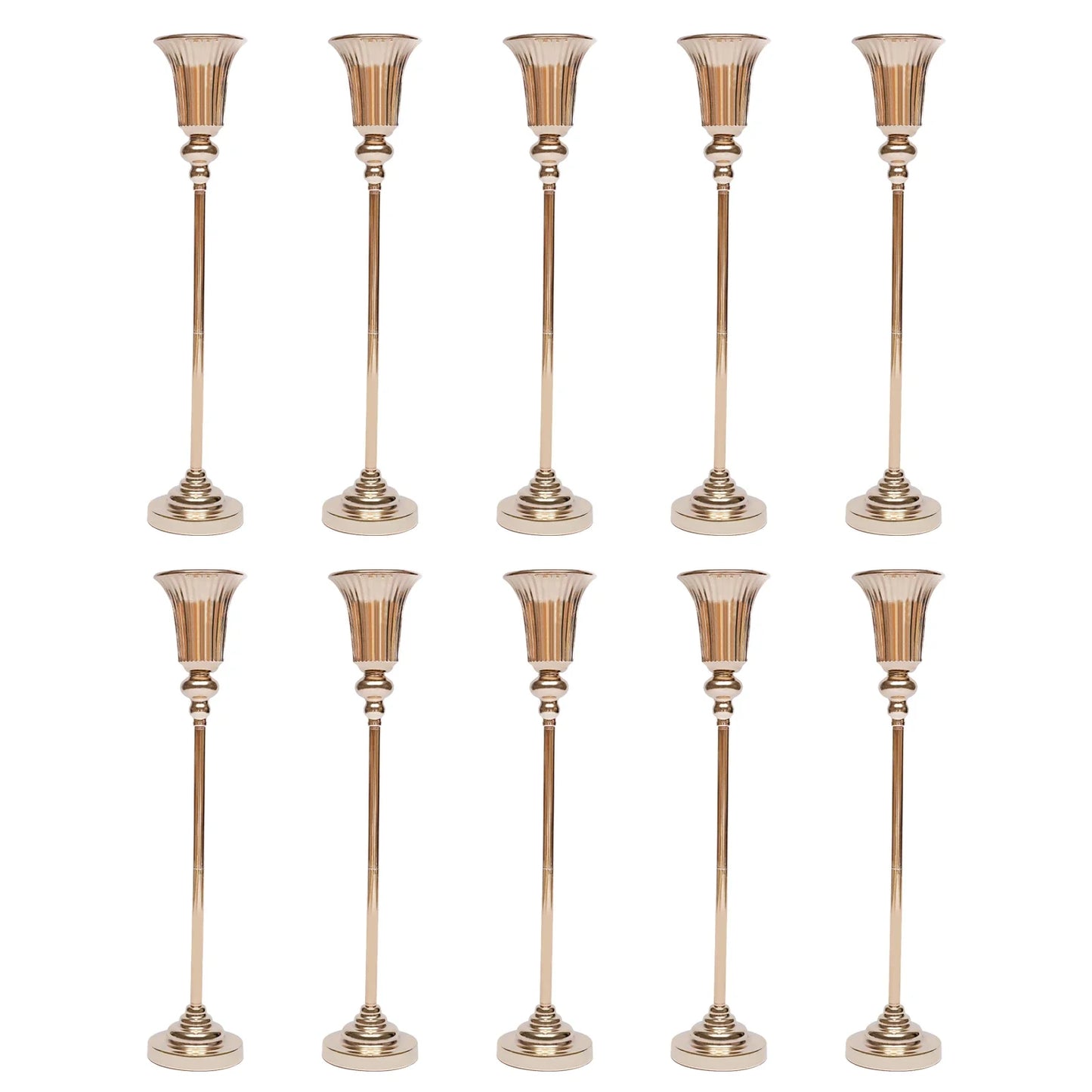 10Pcs Versatile Wedding stands Metal Trumpet Holders Vases For Weddings, Party Decorations