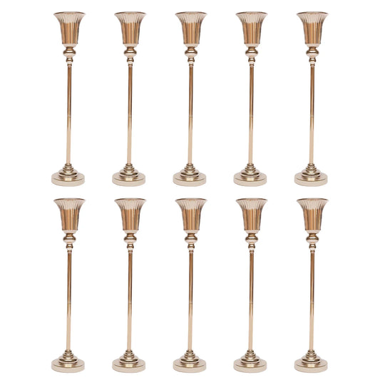 10Pcs Versatile Wedding stands Metal Trumpet Holders Vases For Weddings, Party Decorations