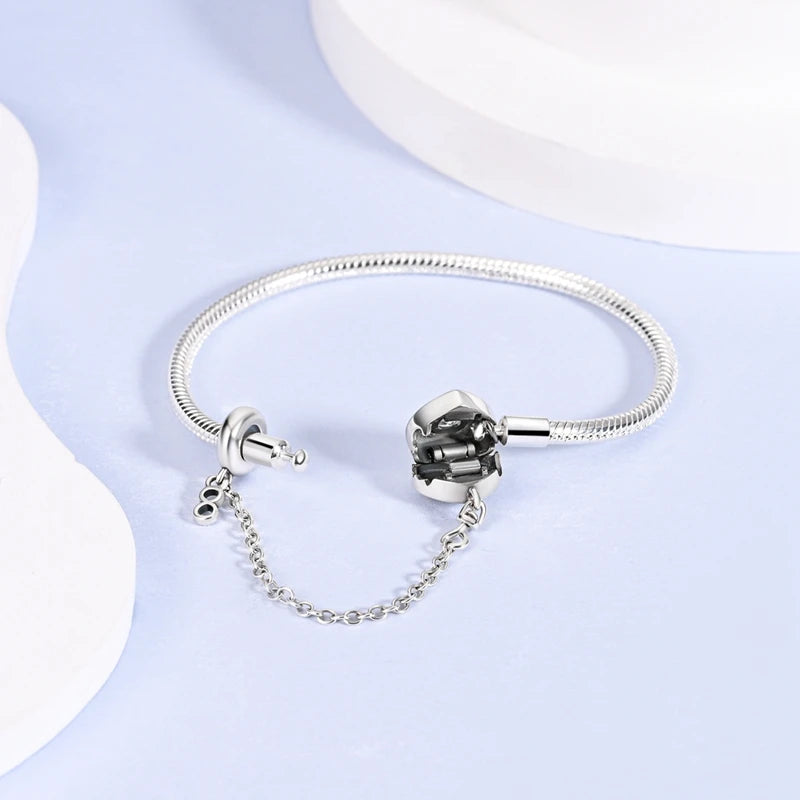 925 Sterling Silver Charm Bracelet – Star Moon Sun Four Leaf Clover Zircon | DIY Birthday Gift for Women (17-20cm)
