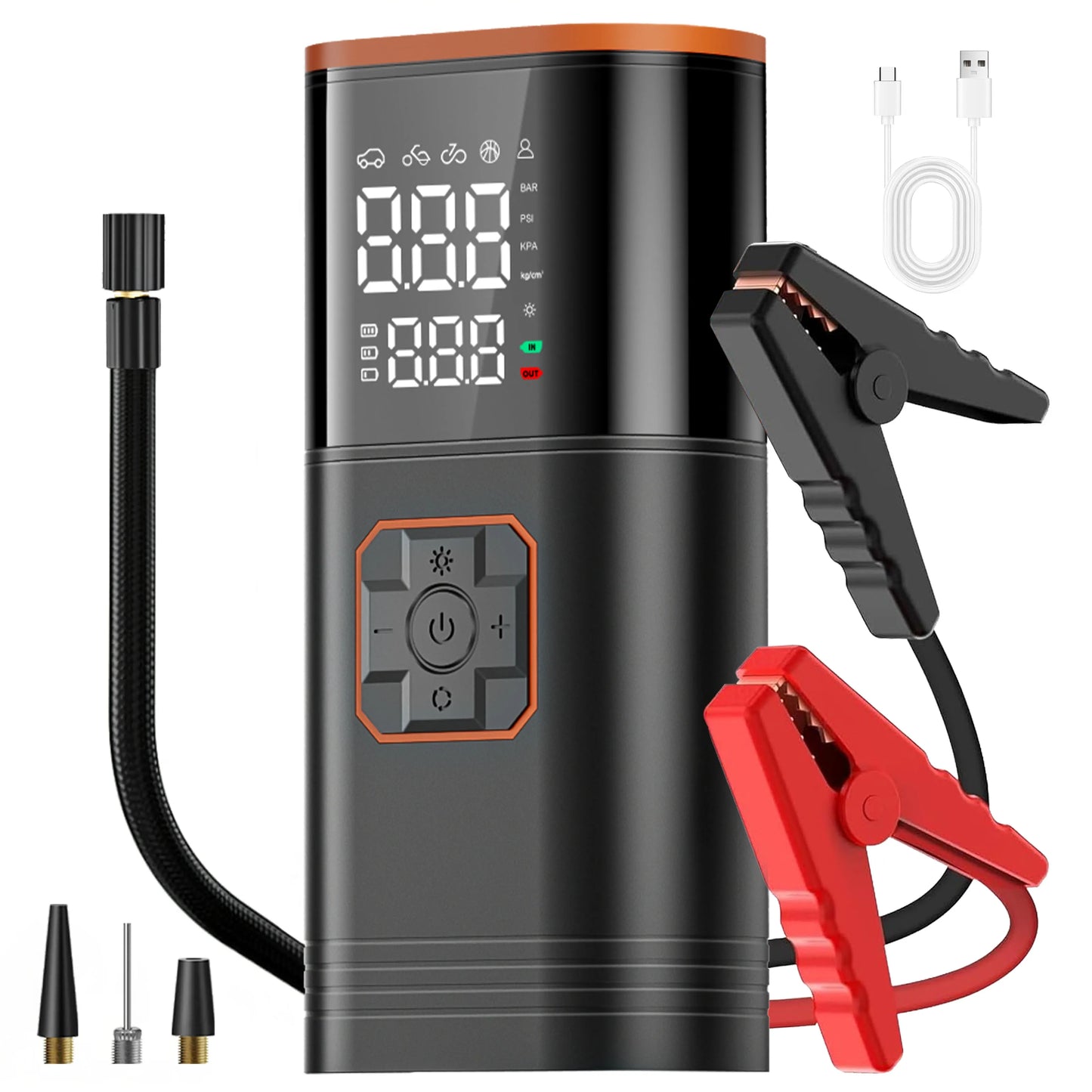 BELIBUY Portable Air Compressor 150 PSI Car Tyre Inflator Dual-Cylinder Design for All Vehicles Outdoor Tyre Emergency Use