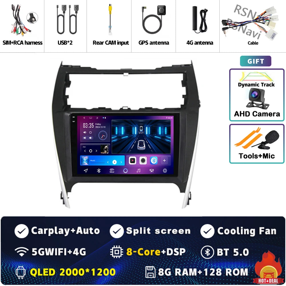 Android 16 For Toyota Camry US 2012 - 2014 2K QLED Android Car Radio Multimedia Video Player GPS Stereo CarPlay 4G Head Unit