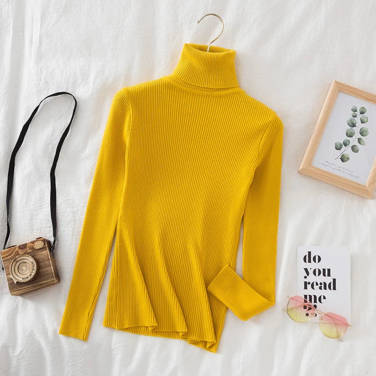 Women's Soft Turtleneck Sweater — Cotton Blend Knit