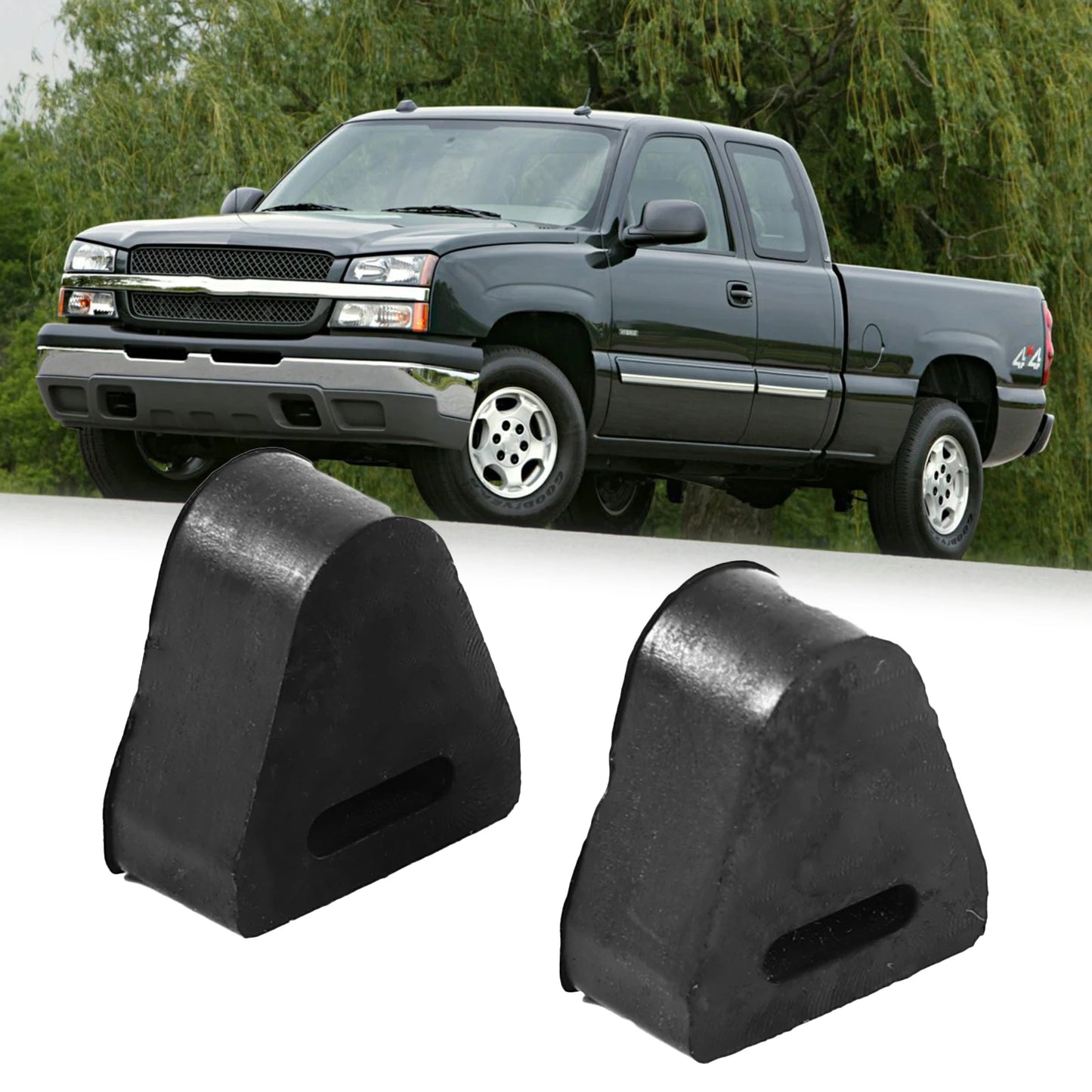 Tailgate Latch Rubber Stop Bumpers, Left & Right — Chevrolet Silverado & GMC Sierra 1500/2500/3500