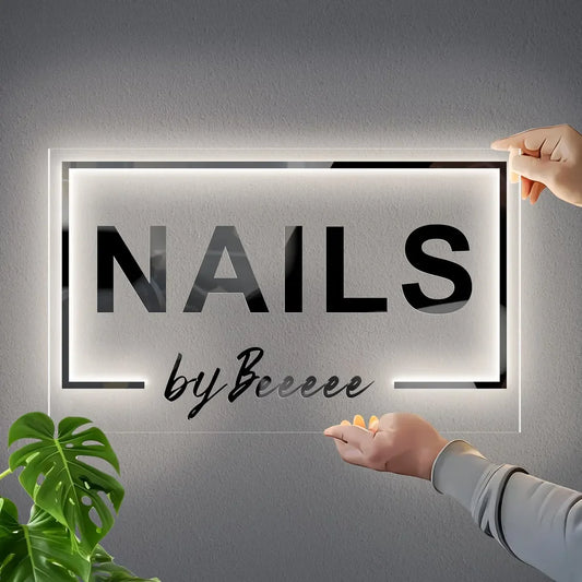 Custom UV-Printed LED Acrylic Sign — Salon & Office Signage