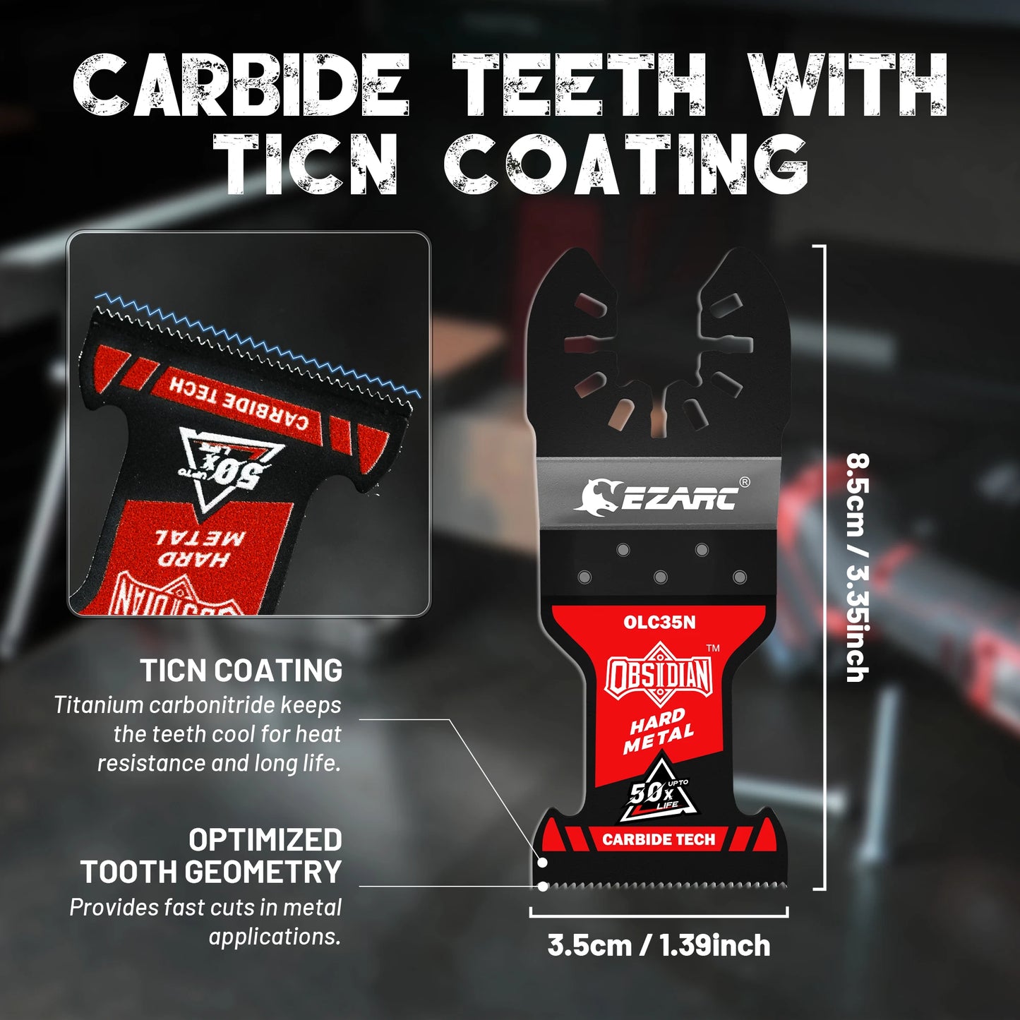 EZARC TiCN Carbide Oscillating Saw Blade – Quick-Release Multi-Tool Blade for Hard Metal, Nails & Bolts