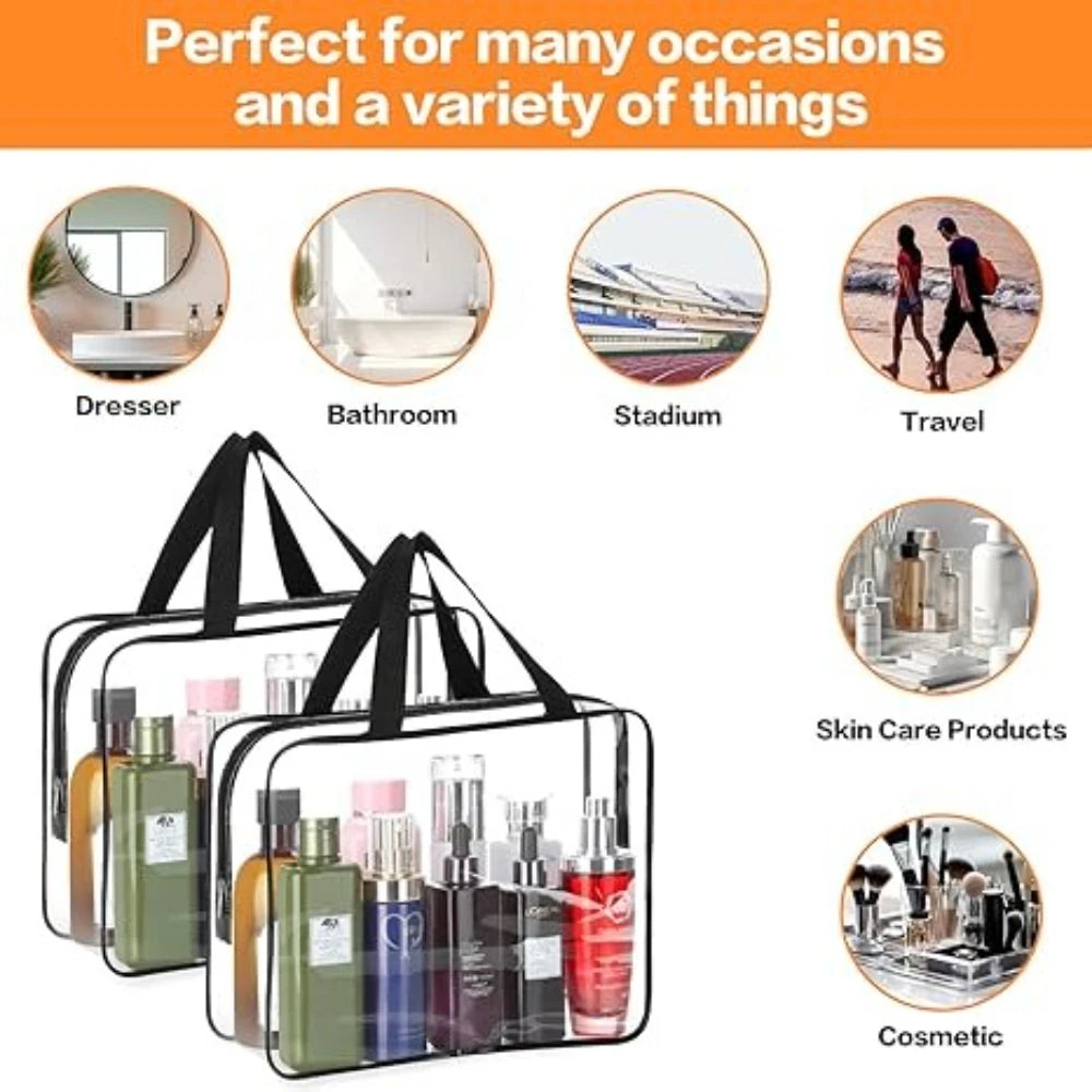 1-12Pcs Large Toy Storage Bags Reusable Clear PVC Travel Waterproof Organizer Bags Makeup Pouch for Books Building Blocks Puzzle