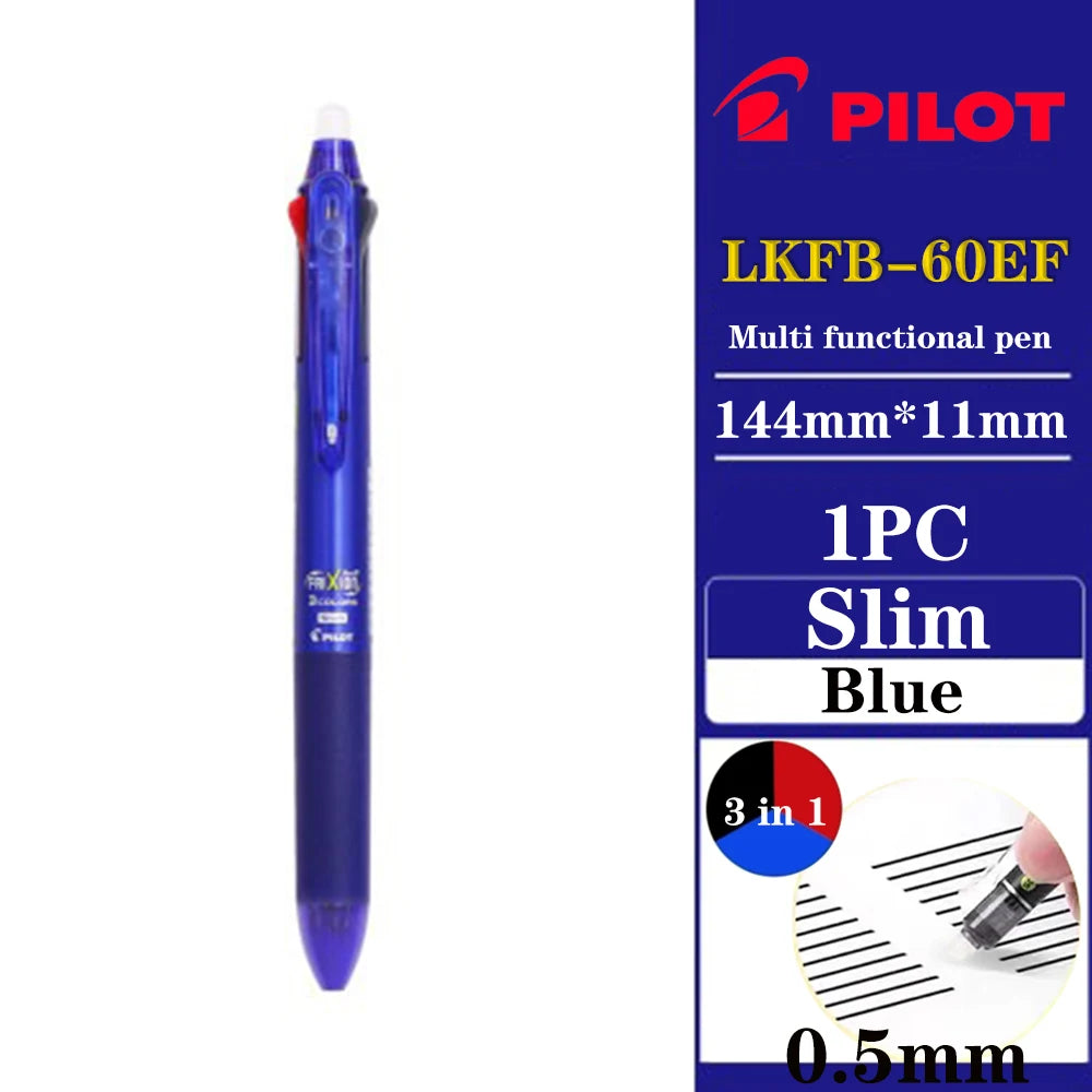 Japan Pilot Frixion Pen 3 in 1 Erasable Gel Pen 3 Colors 0.5mm /0.38mm LKFB-60EF Slim Pen Holder Back To School Stationery