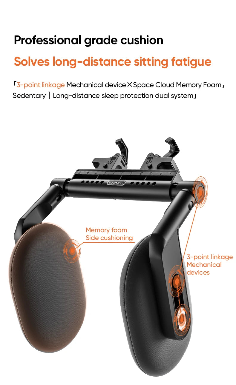 360° Adjustable Memory Foam Car Headrest Pillow Ice-silk Fabric Kids Adult Car Travel Head Neck Support Relieve Fatigue