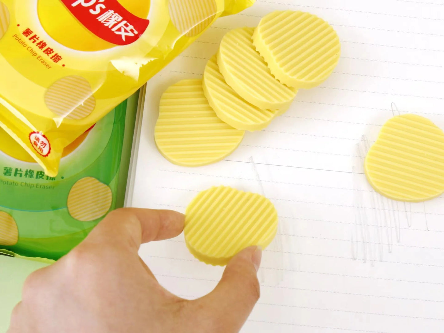 Aesthetic stationery back to school supplies Kawaii Stationery items Potato chips  Erasers rubber school stationery accessories