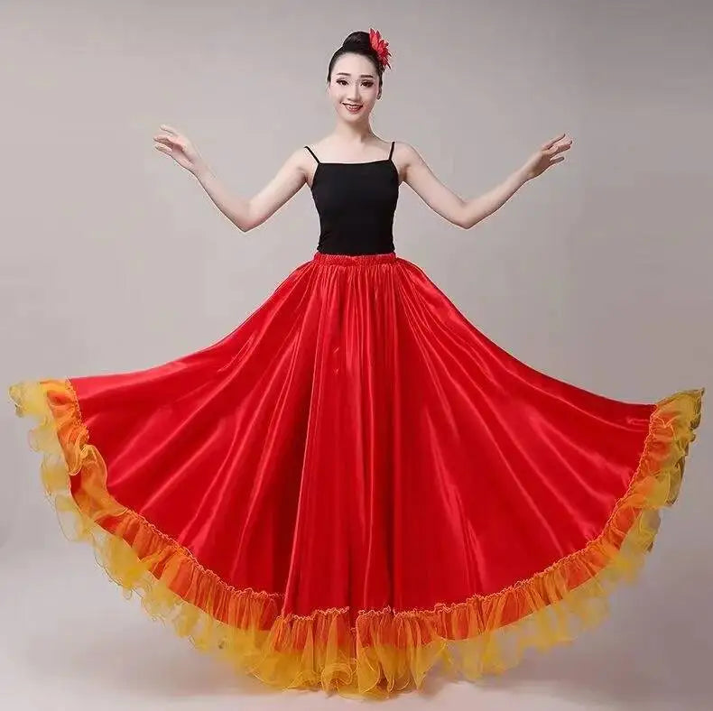 Women's satin big swing flamenco dress