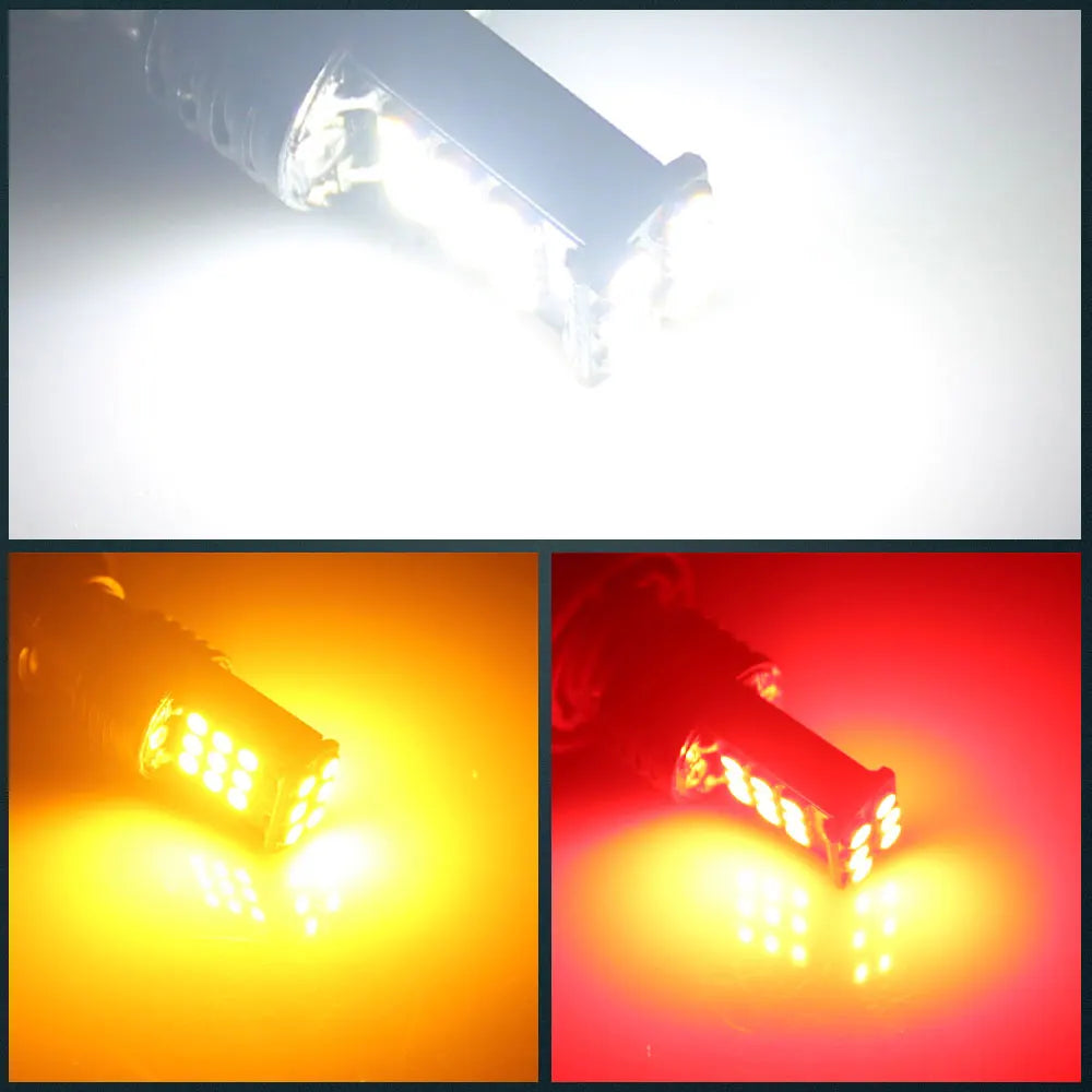 2Pcs T20 7440 Led Turn Signal Light W21W Reverse Light Bulb 3030SMD Universal Car 7443 W21/5W Amber Red Led Brake Light 12V