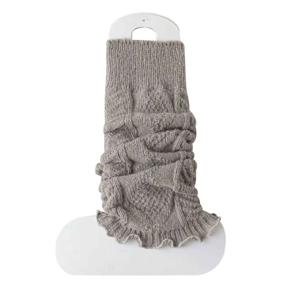 Women's Short Knit Leg Warmers - Boot Cuffs in Grey & Khaki - photo 7