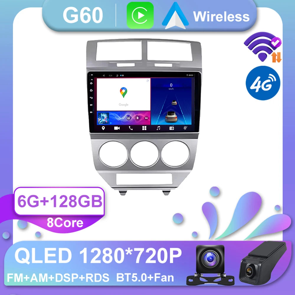 Car Stereo with Apple CarPlay & Android Auto, Compatible with Dodge Caliber (2007-2010)