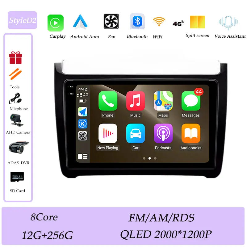 Car Stereo with Apple CarPlay & Android Auto, Compatible with VW Polo 5 (2011-2016)