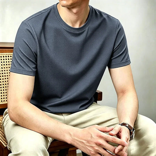 Men's Honeycomb Lattice Tee - Round Neck, Sweat-Wicking Lightweight