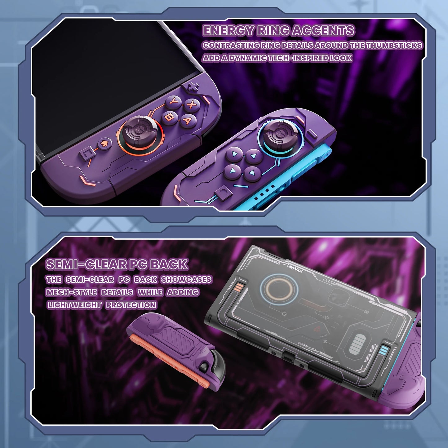 PlayVital Protective Case for Nintendo Switch 2, Stellar Mecha Ergonomic Anti-slip Silicone Grip Cover, Dockable Hard Case Shell