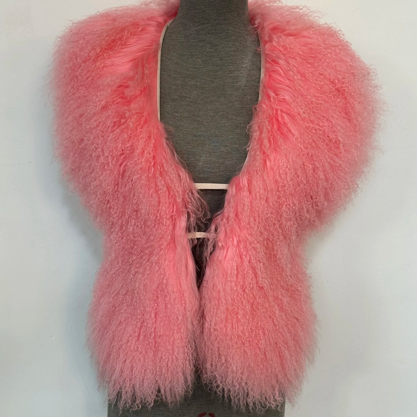 Fluffy Luxury  Real Mongolian Fur Halter Vests Women Solid Deep V-Neck Backless Bandage Sleeveless Jackets Top Outerwear Coat