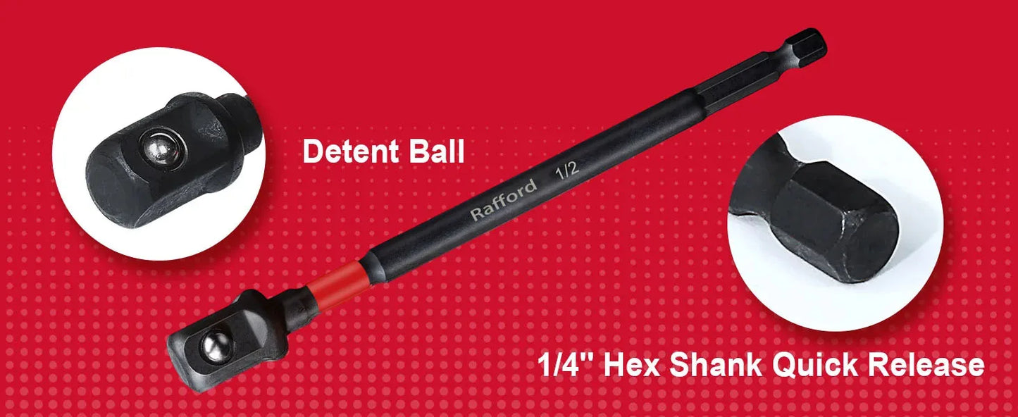 Rafford Impact Socket Adapter Set,1/4"3/8"and1/2"Drive,Extension Bit with Holder,Adapt Power Drill to High Torque Impact Wrench