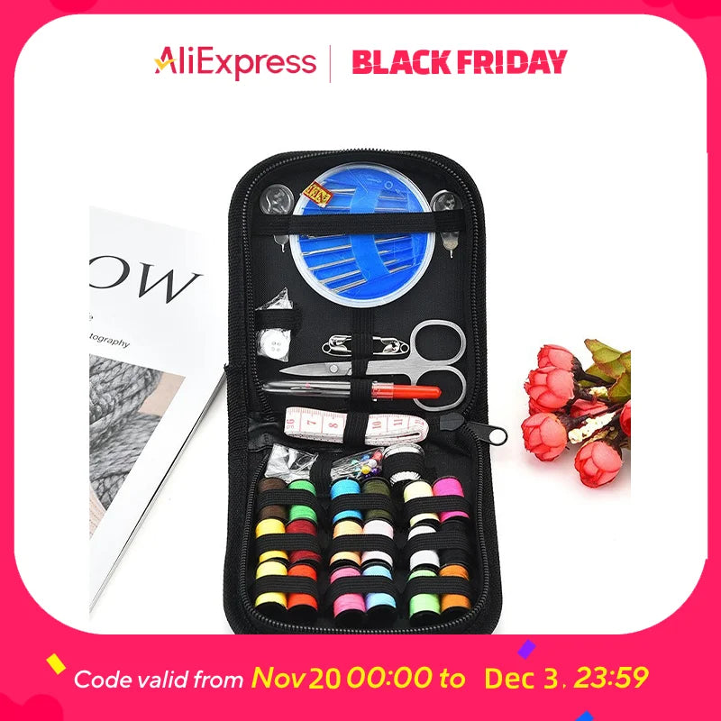 Travel Sewing Kit – Cotton Thread & Metal Tools, Large Capacity, OPP Bag for Home & Tailor Shops