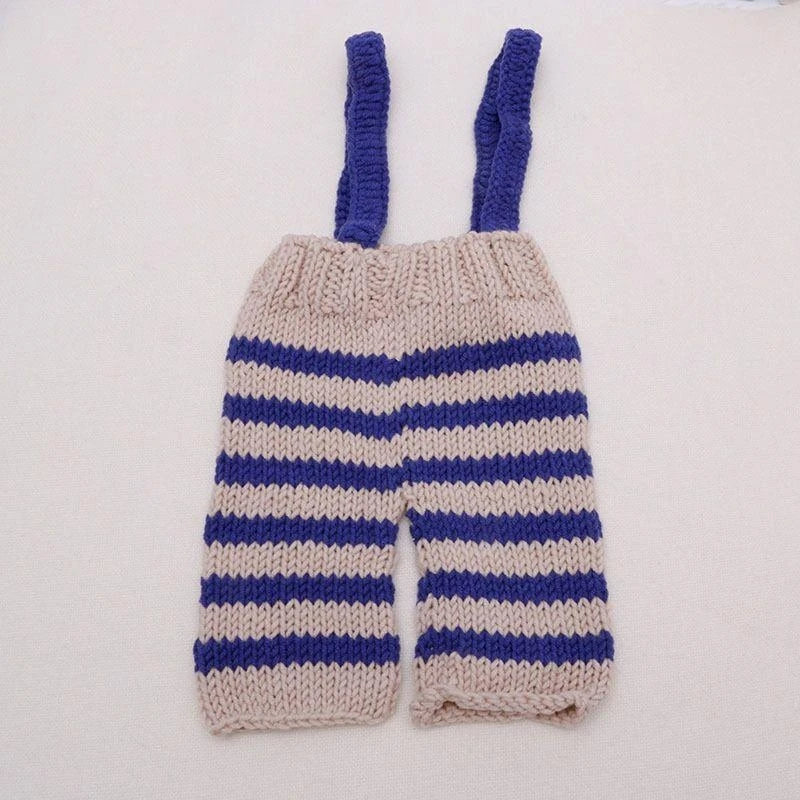 Newborn Striped Knit Hat and Jumpsuit Set - Baby Photo Outfit - photo 3